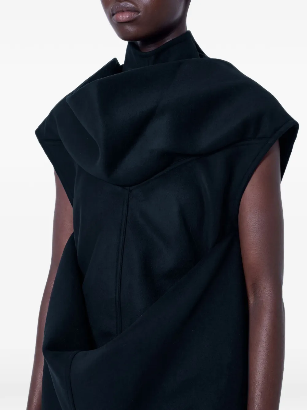 Rick Owens Pelican gedrapeerde top met hoge hals Zwart