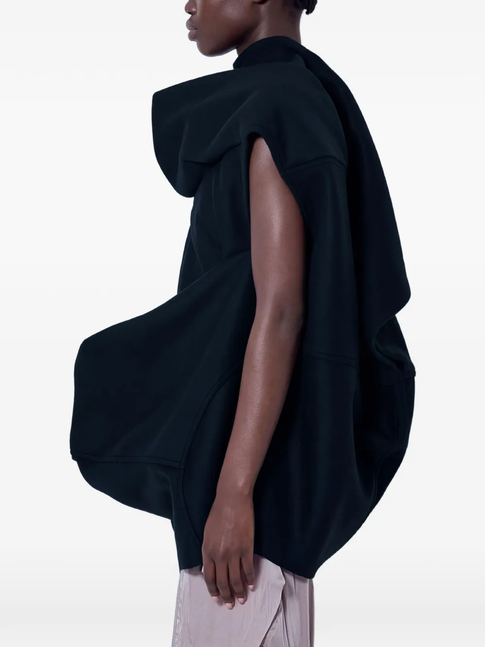 Rick Owens Pelican gedrapeerde top met hoge hals Zwart