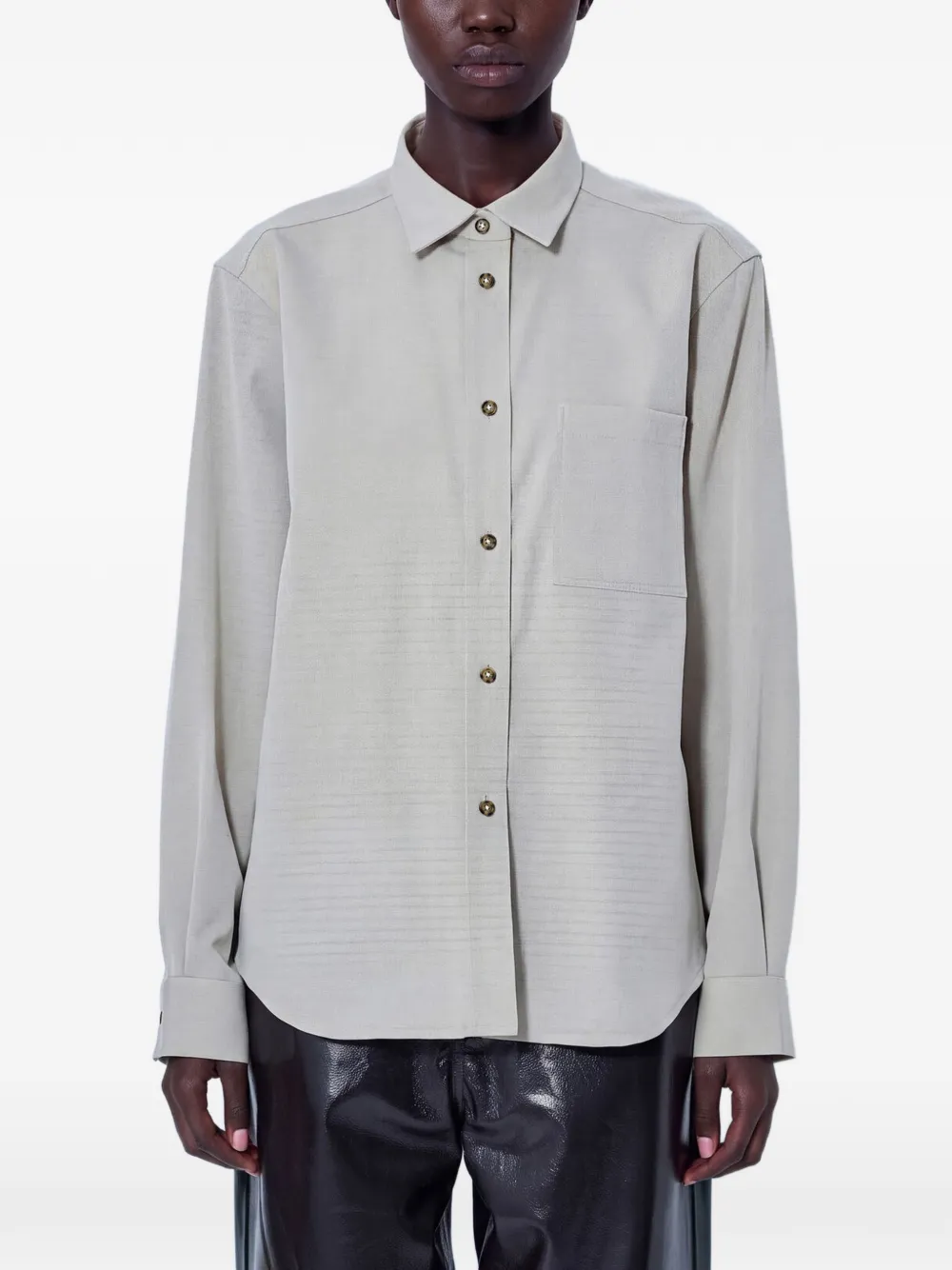 Róhe textured-weave button-down shirt - Tons neutres