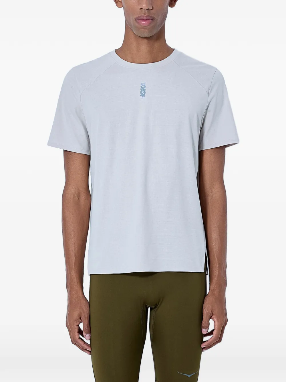 HOKA logo-print raglan-sleeve T-shirt - Gris HOKA logo-print raglan-sleeve T-shirt - Gris