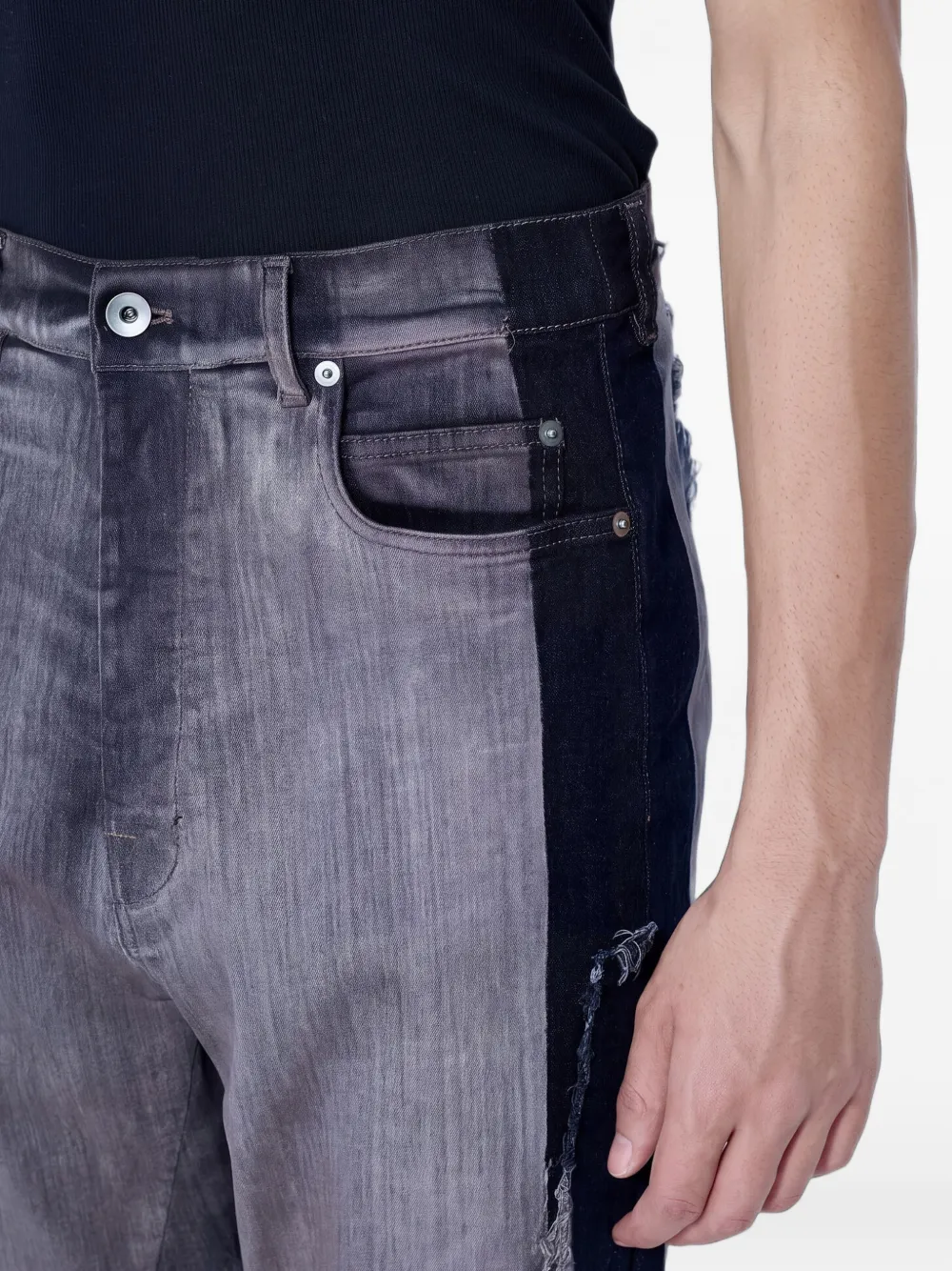 Rick Owens Jeans met gerafelde afwerking en vlakken Grijs