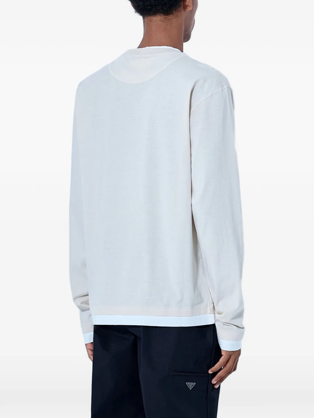 Prada Katoenen T-shirt met lange mouwen Beige
