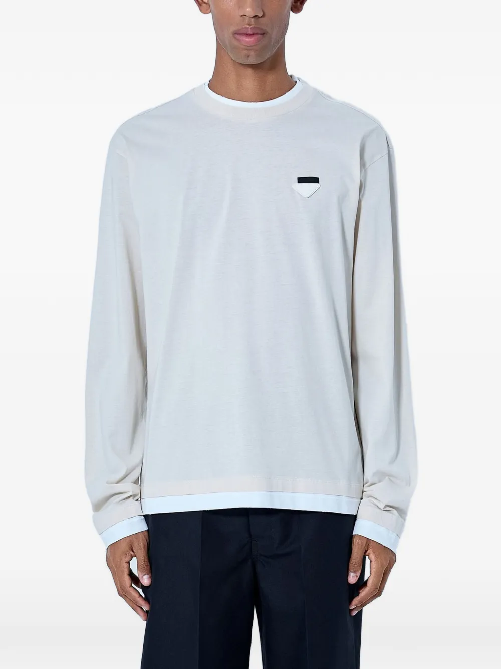 Prada Katoenen T-shirt met lange mouwen Beige