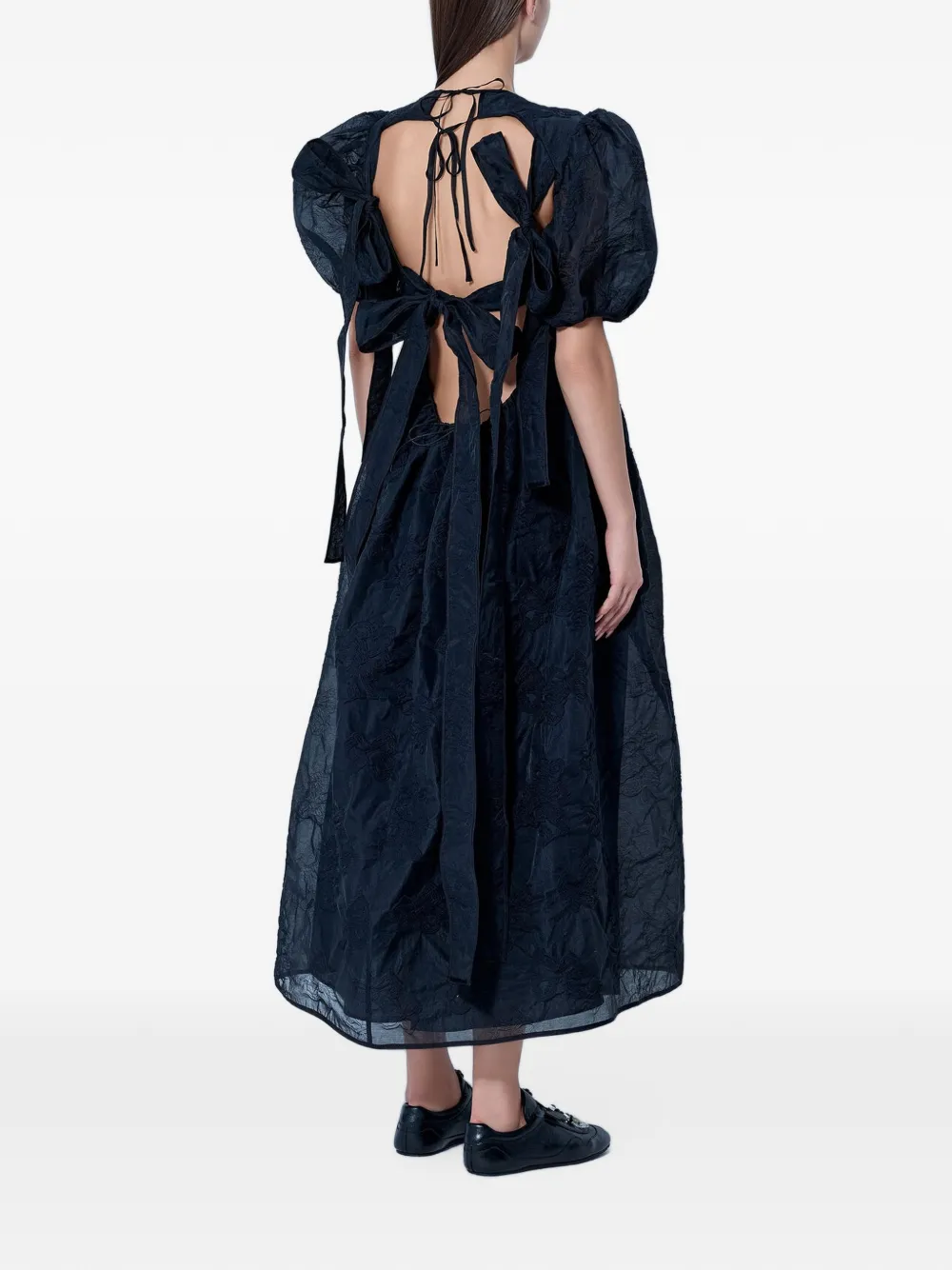 Cecilie Bahnsen Ulani puff-sleeve midi dress Zwart