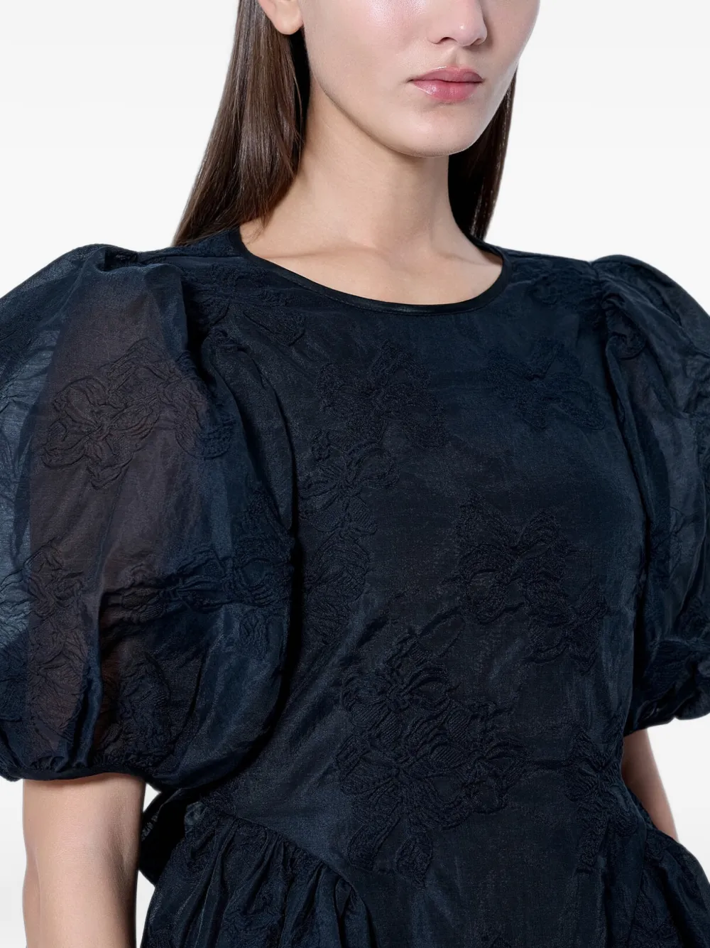 Cecilie Bahnsen Ulani puff-sleeve midi dress Zwart