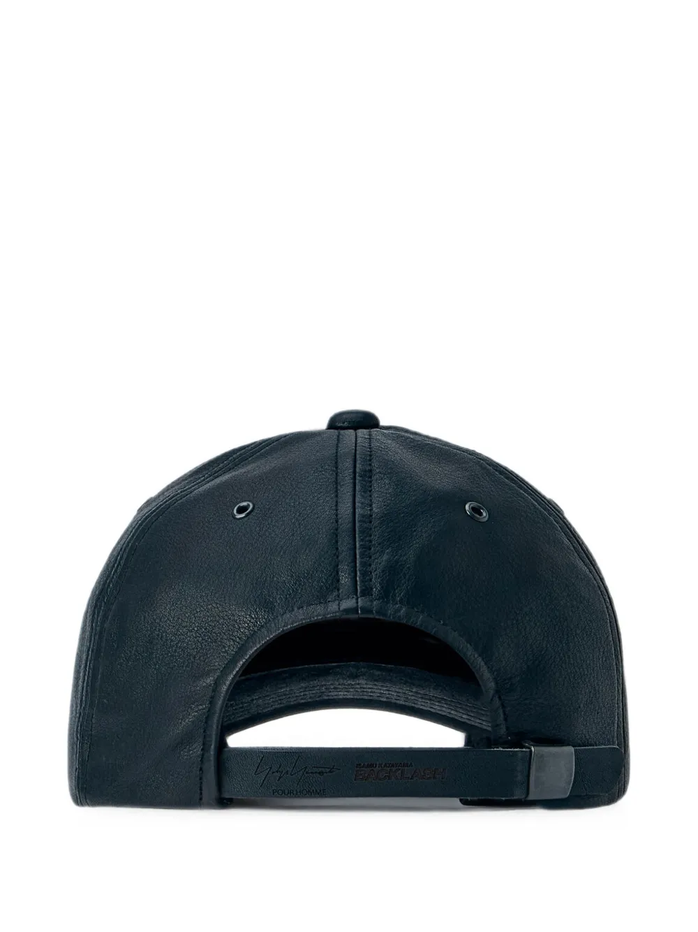 Yohji Yamamoto Leren honkbalpet met stiksels Zwart