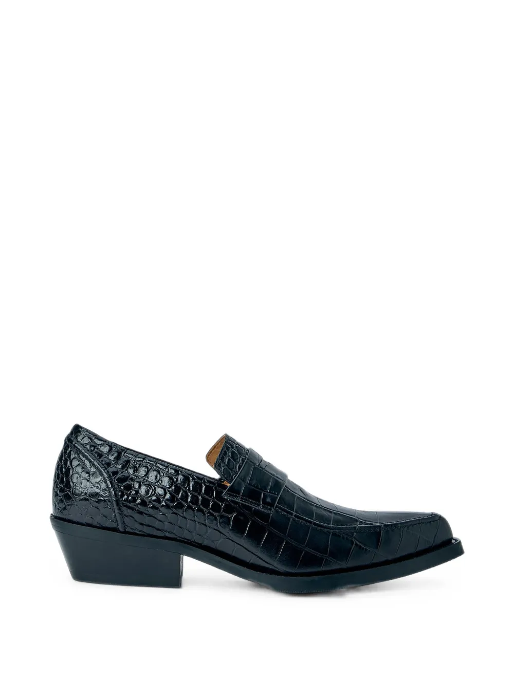 OUR LEGACY Cypher croc-embossed leather loafers - Nero