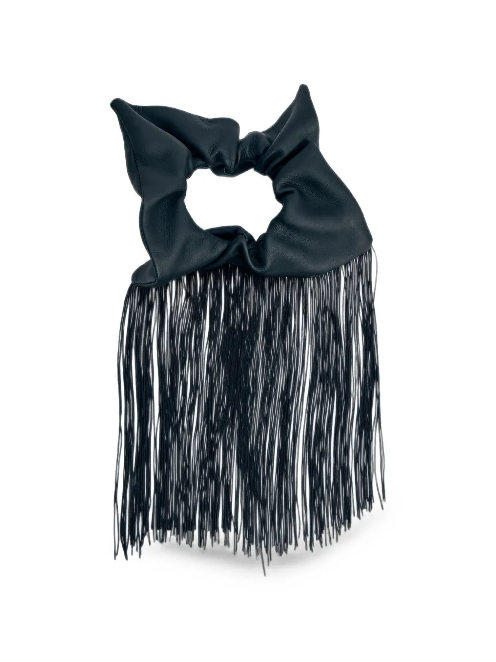 Limi Feu Leren scrunchie met franjeafwerking Zwart