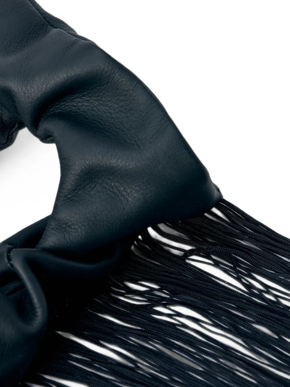 Limi Feu Leren scrunchie met franjeafwerking Zwart
