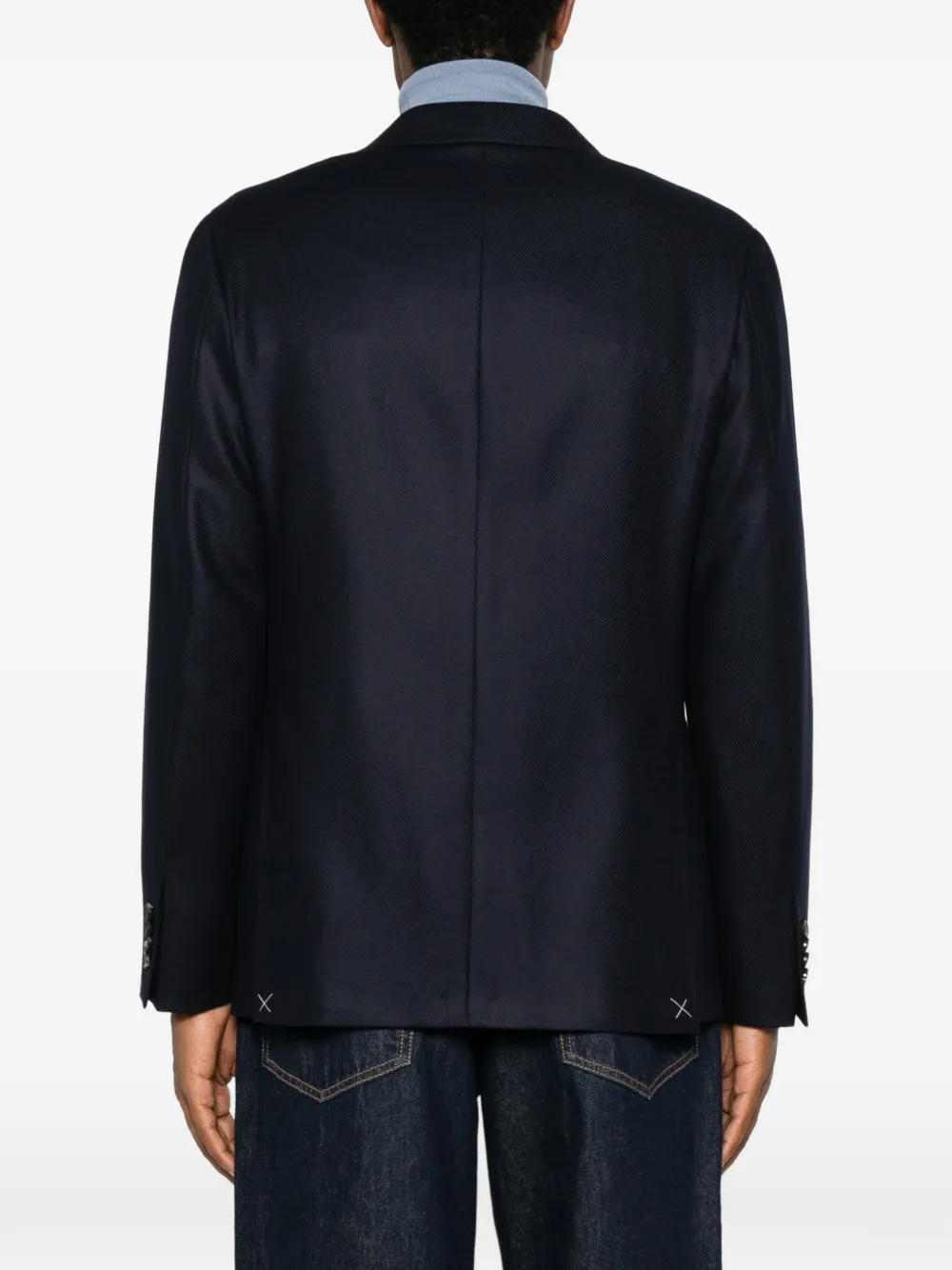 Canali double-breasted peak-lapels blazer Blauw