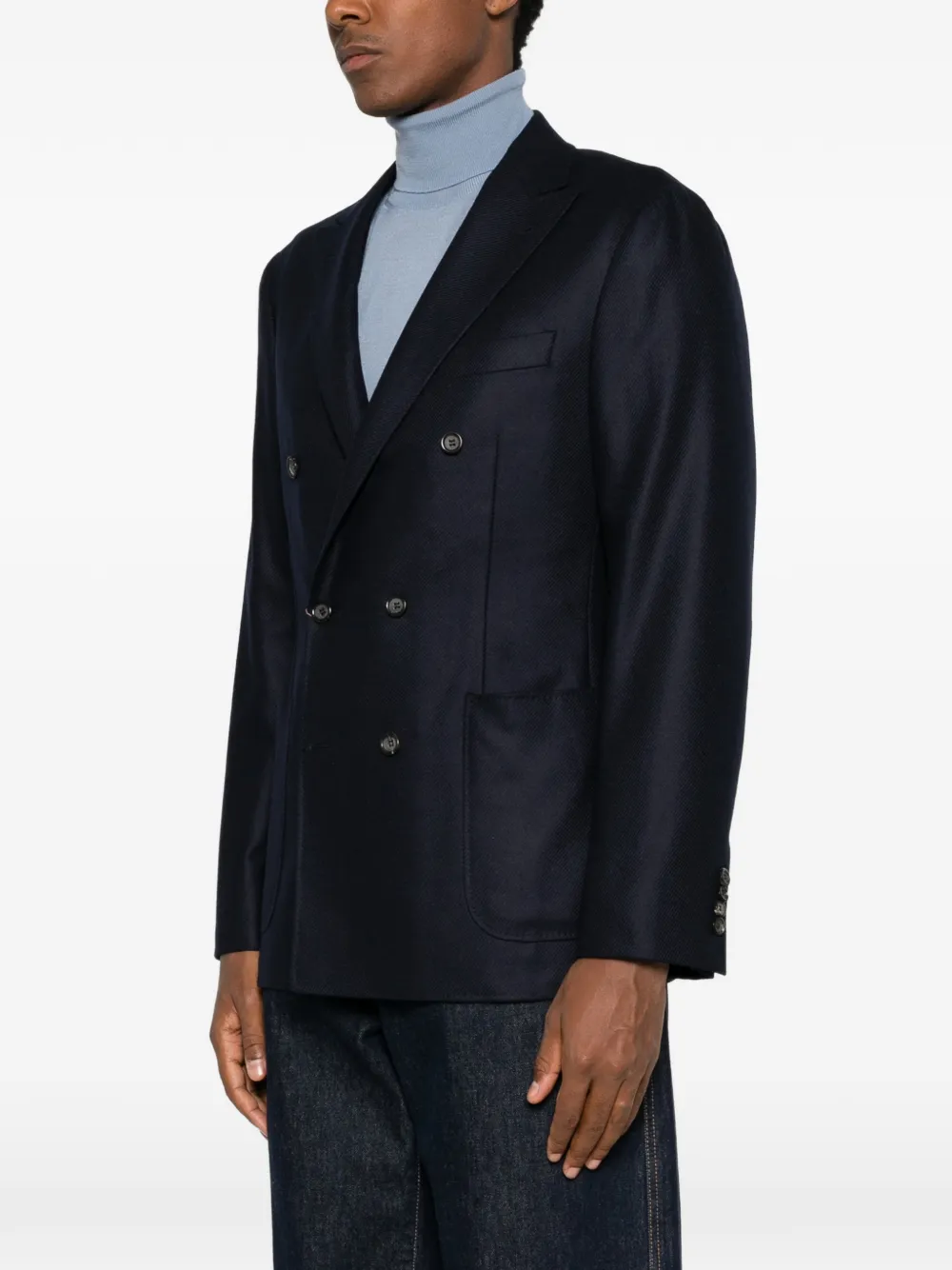 Canali double-breasted peak-lapels blazer Blauw