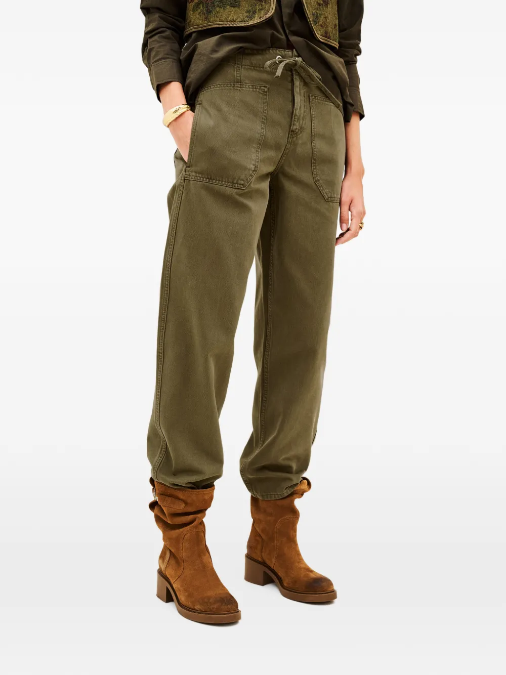 Ba&Sh Cocy straight jeans met trekkoordtaille Groen