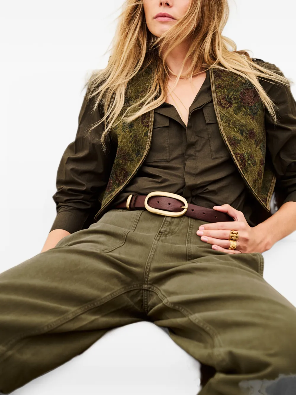 Ba&Sh Cocy straight jeans met trekkoordtaille Groen