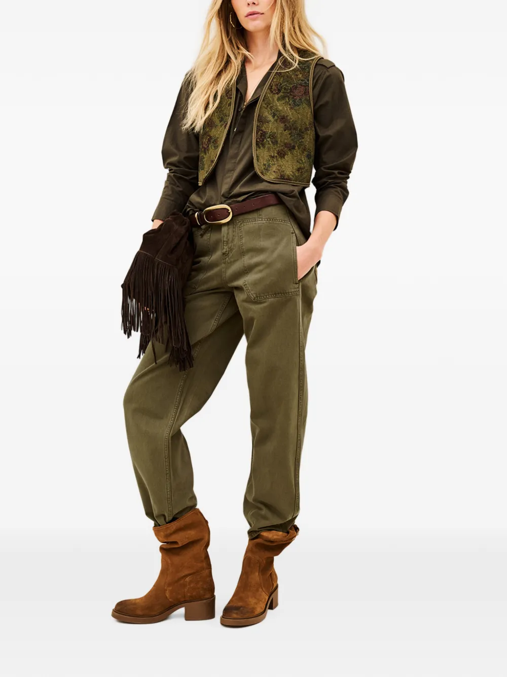Ba&Sh Cocy straight jeans met trekkoordtaille Groen