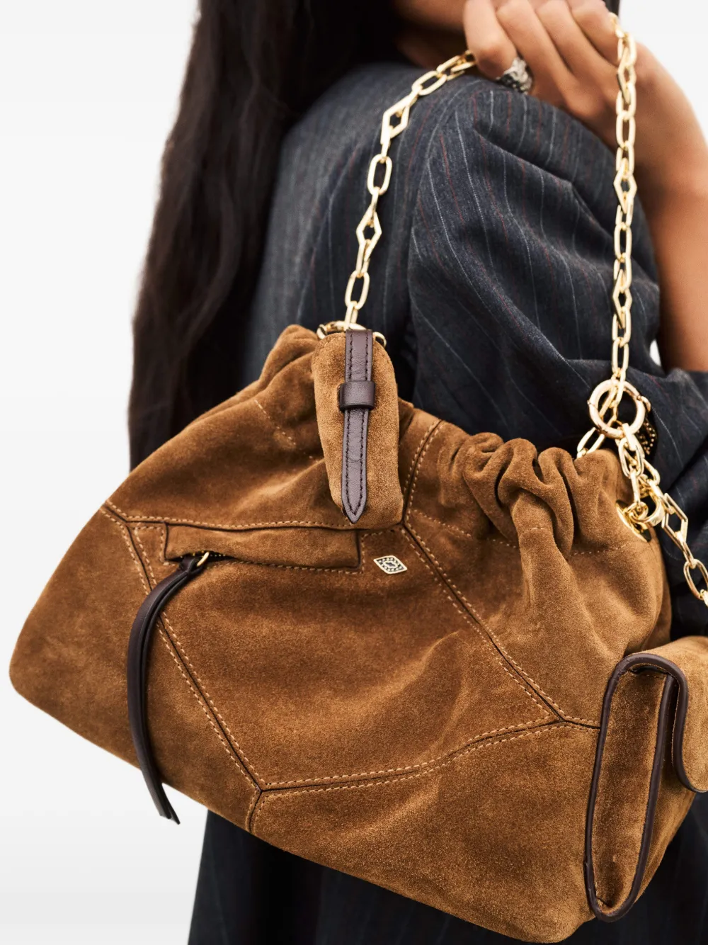 Ba&Sh June mini-schoudertas met ketting Bruin