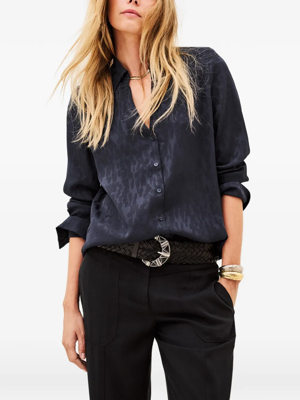 Ba&Sh Hetsey blouse met jacquard-effect Blauw