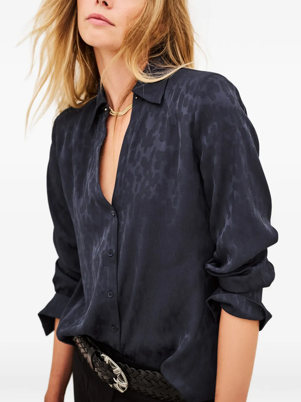 Ba&Sh Hetsey blouse met jacquard-effect Blauw