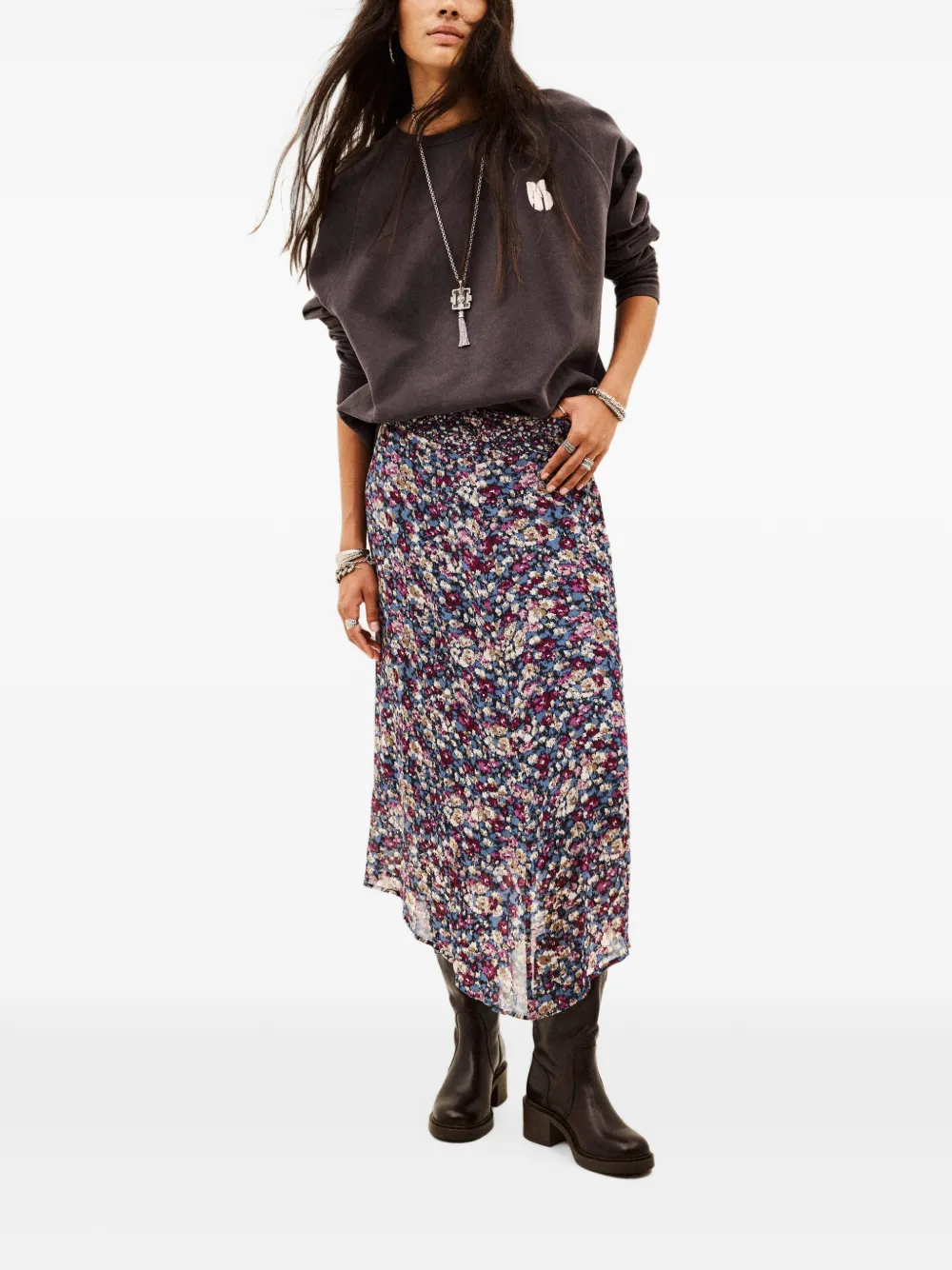 Ba&Sh Klap asymmetrische rok met bloemen-print Blauw