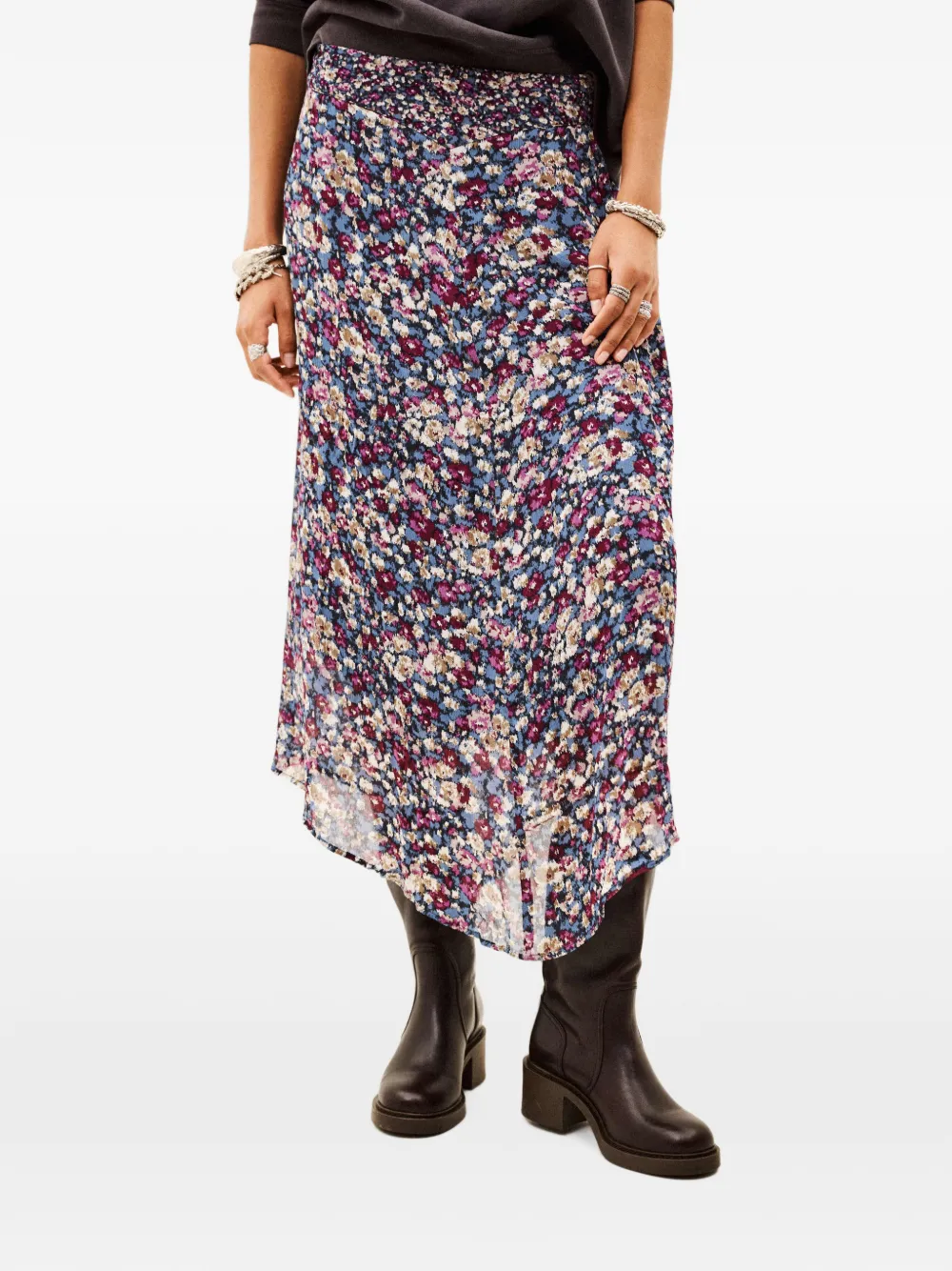 Ba&Sh Klap asymmetrische rok met bloemen-print Blauw