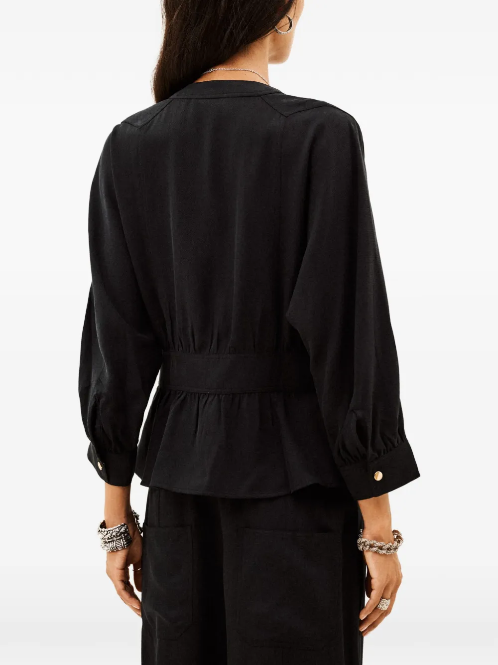 Ba&Sh Precila blouse met gestrikte taille Zwart