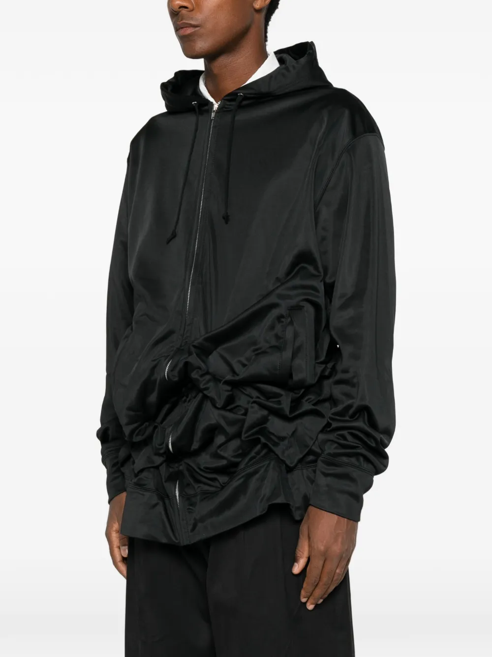 Comme des Garçons Homme Plus Hoodie met ritssluiting en ruches Zwart