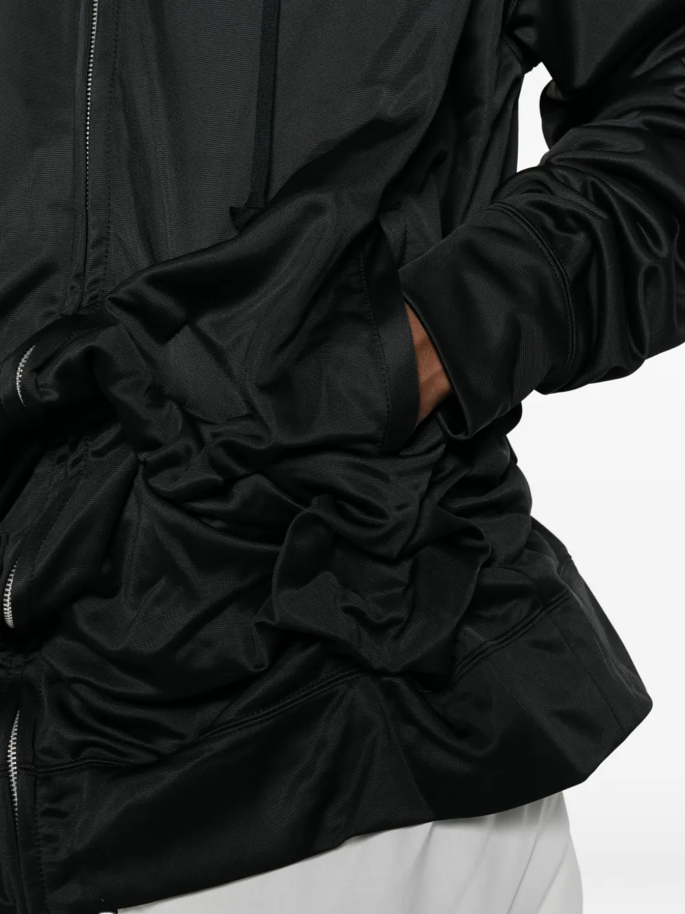 Comme des Garçons Homme Plus Hoodie met ritssluiting en ruches Zwart