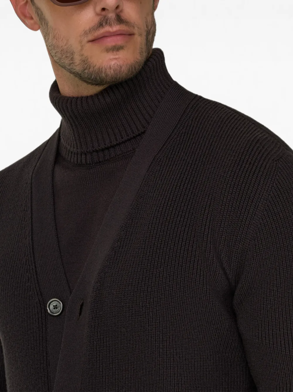 Boggi Milano Vest van extrafijne merinowol Bruin