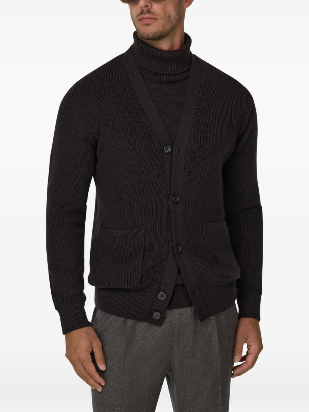 Boggi Milano Vest van extrafijne merinowol Bruin