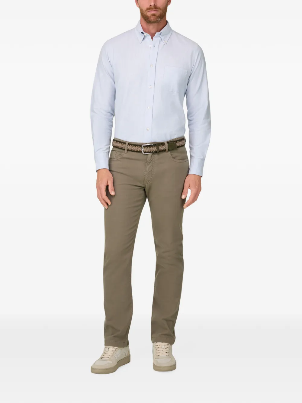 Boggi Milano Jeans van stretch katoenen tencel Beige