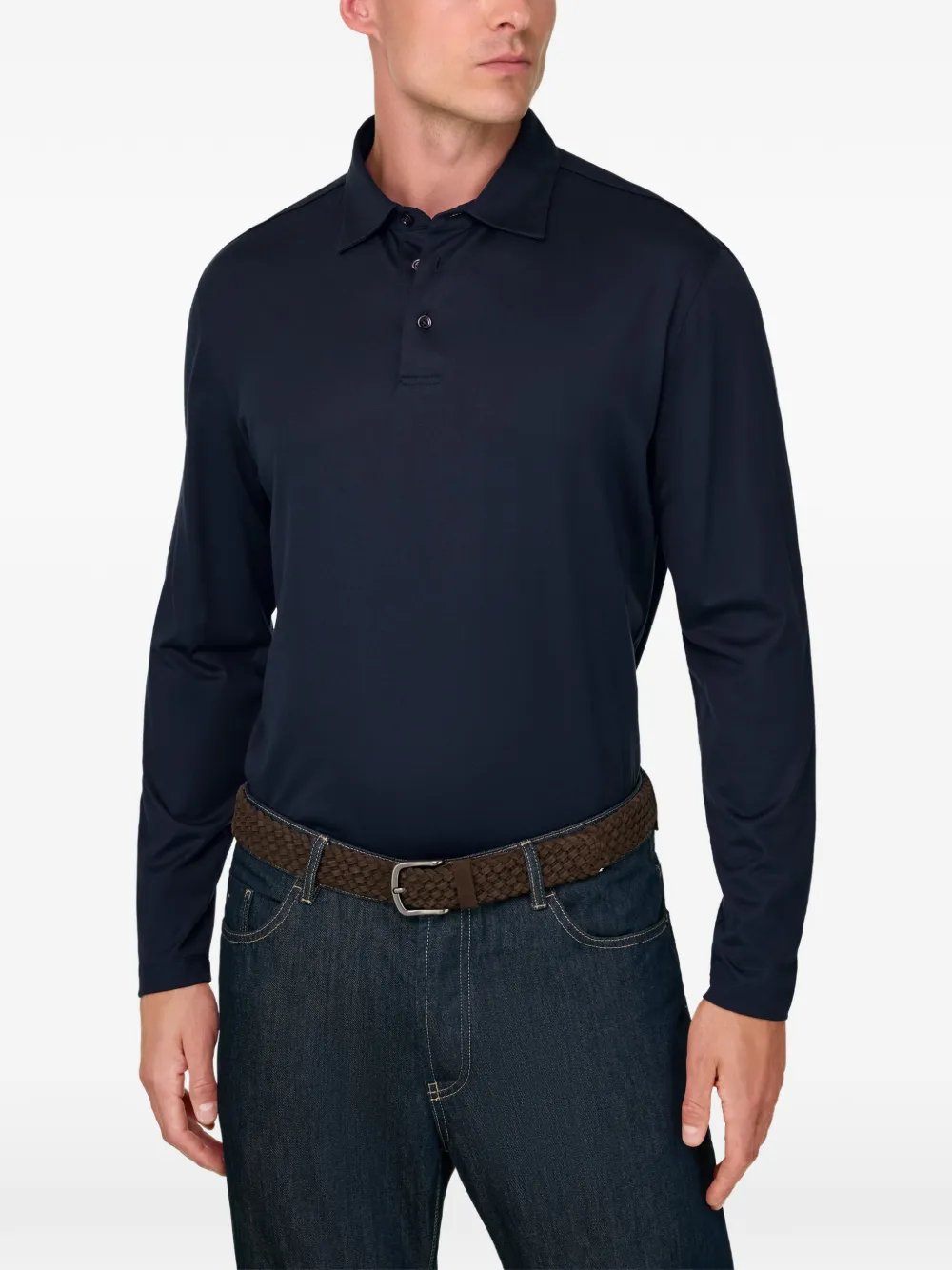 Boggi Milano Poloshirt van katoen en zijde-jersey Blauw
