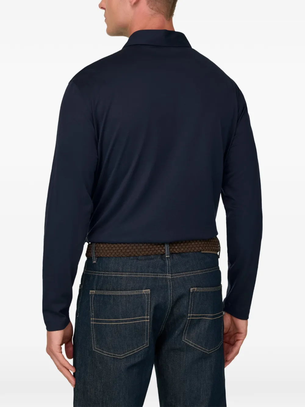 Boggi Milano Poloshirt van katoen en zijde-jersey Blauw