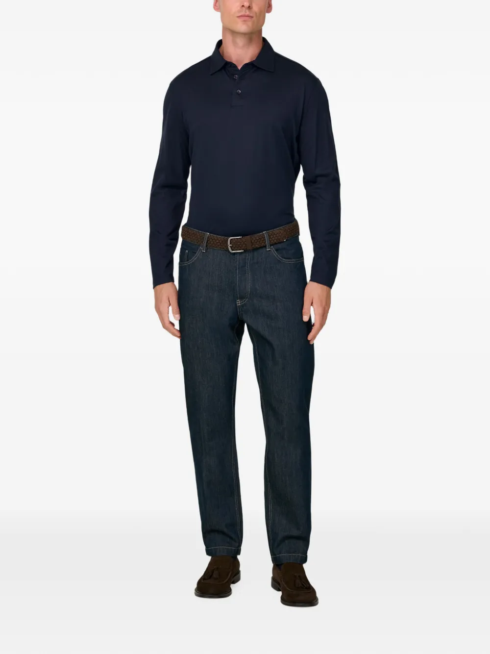 Boggi Milano Poloshirt van katoen en zijde-jersey Blauw