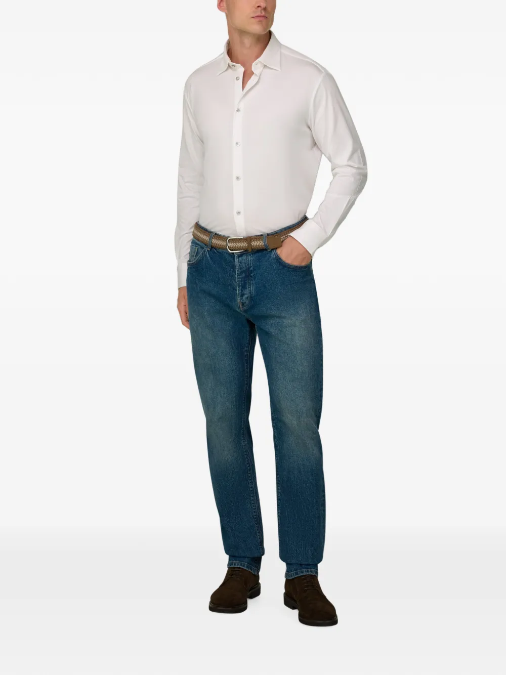 Boggi Milano Poloshirt van katoen en zijde Wit