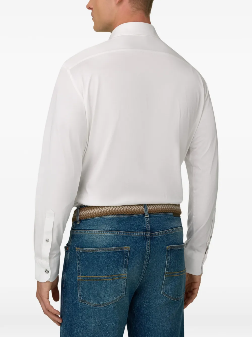 Boggi Milano Poloshirt van katoen en zijde Wit