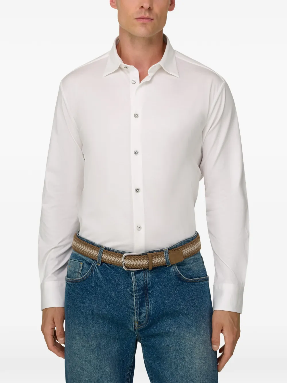 Boggi Milano Poloshirt van katoen en zijde Wit