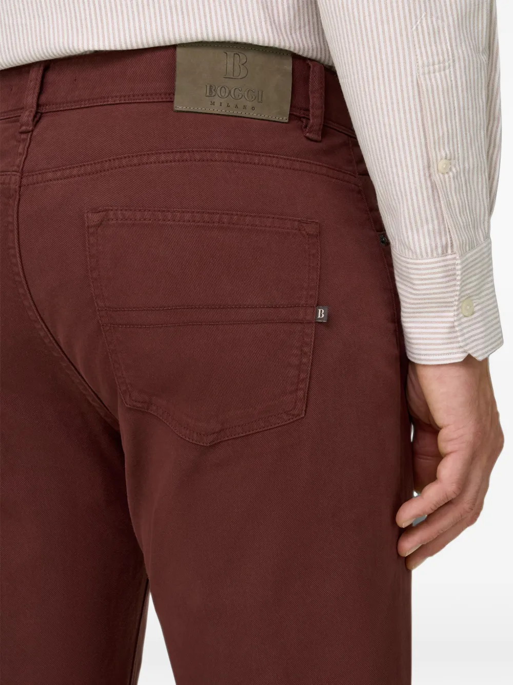 Boggi Milano Jeans van stretch katoenen tencel Rood
