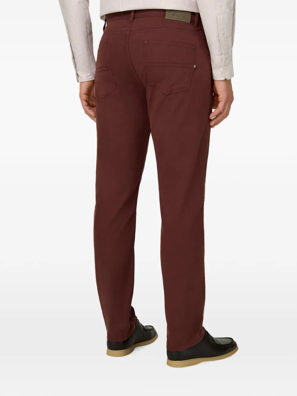 Boggi Milano Jeans van stretch katoenen tencel Rood