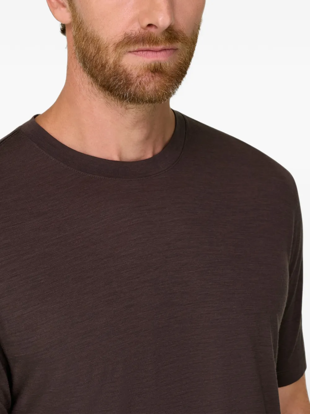 Boggi Milano T-shirt van jersey katoenen tencel-blend Bruin