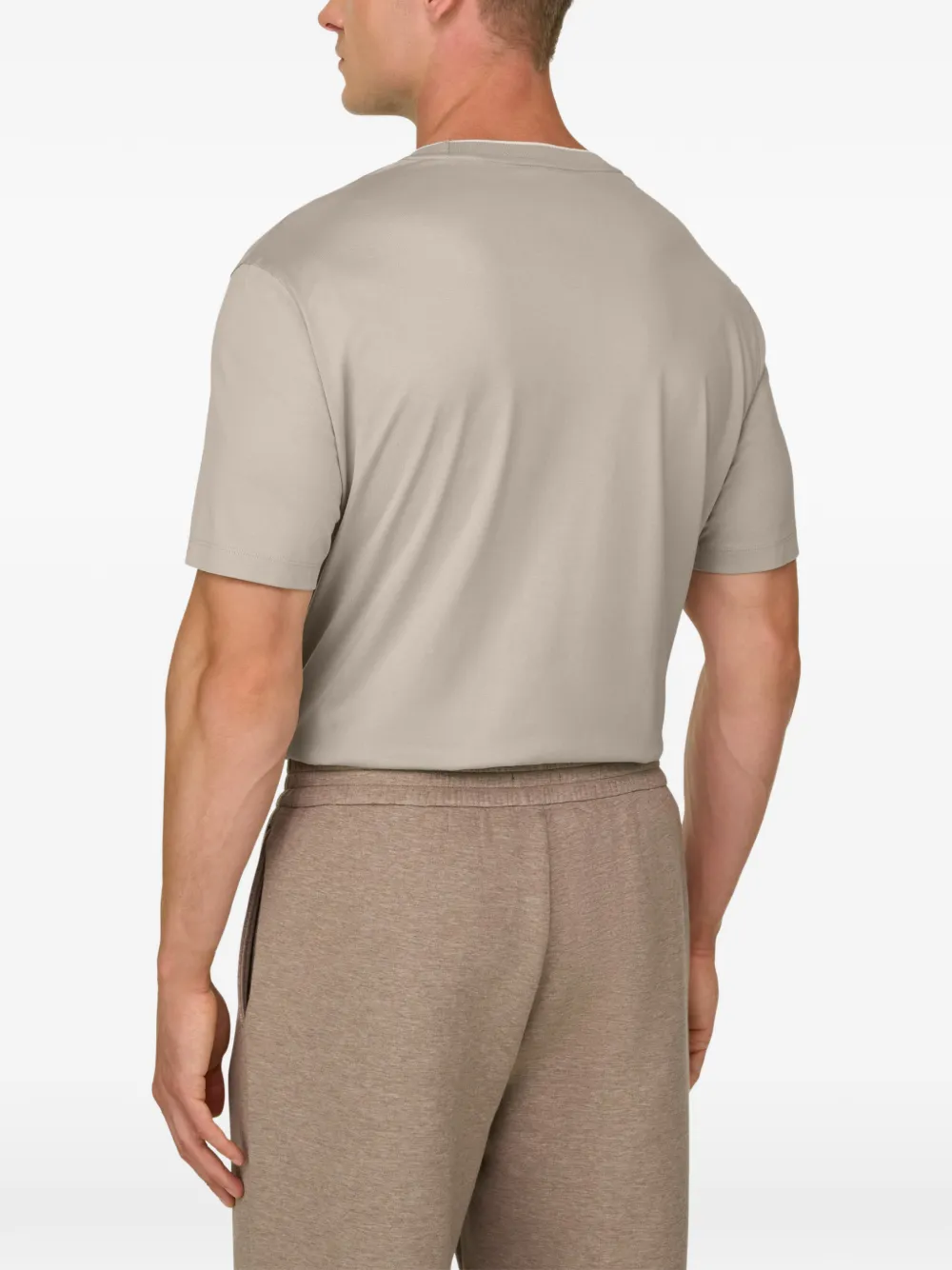 Boggi Milano T-shirt van katoen en zijden jersey Beige