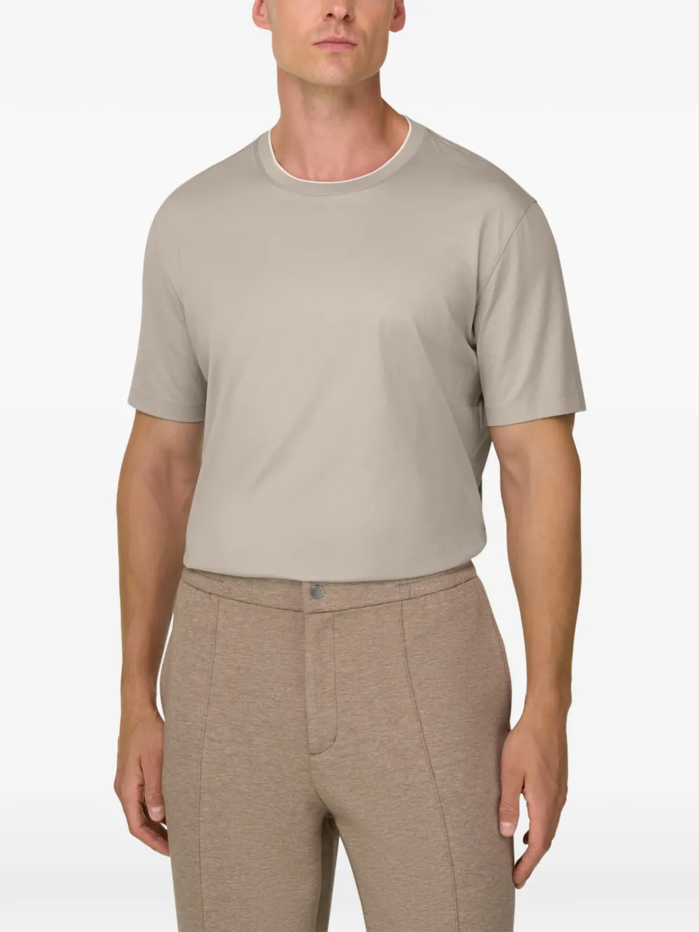Boggi Milano T-shirt van katoen en zijden jersey Beige