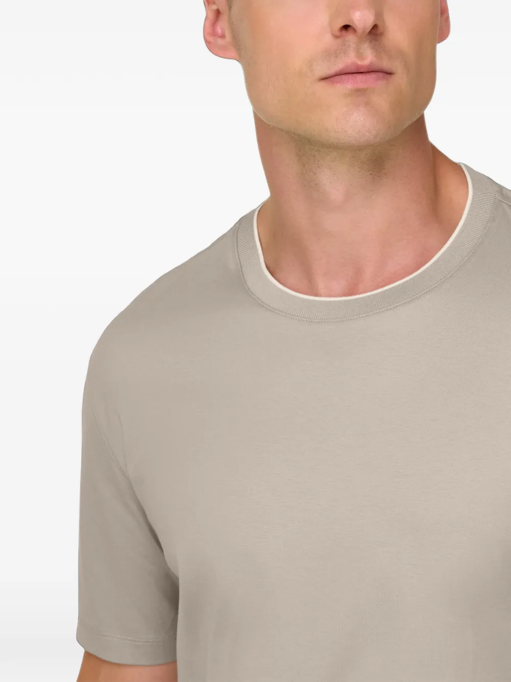 Boggi Milano T-shirt van katoen en zijden jersey Beige
