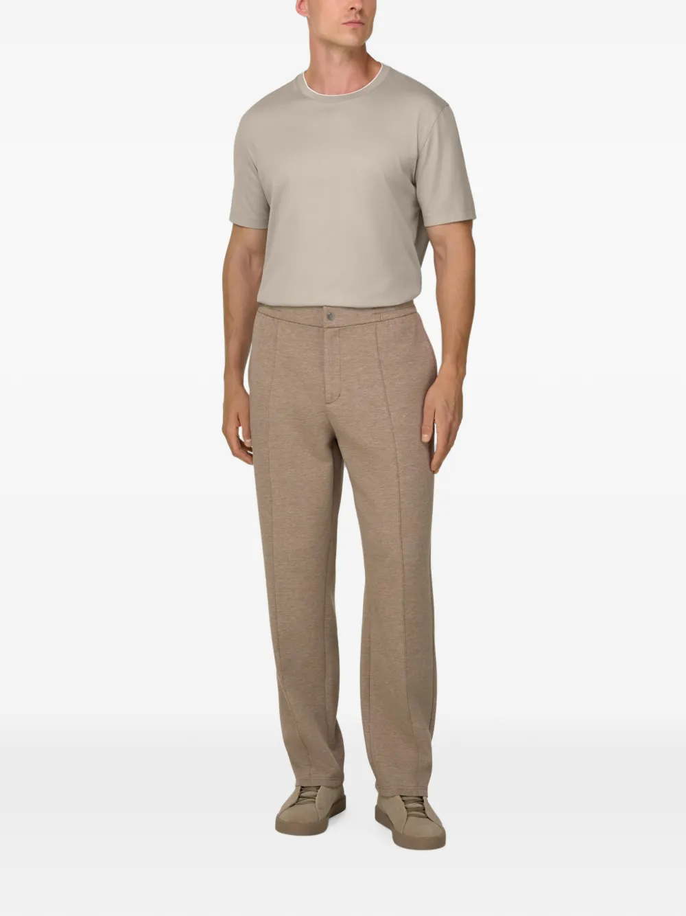 Boggi Milano T-shirt van katoen en zijden jersey Beige