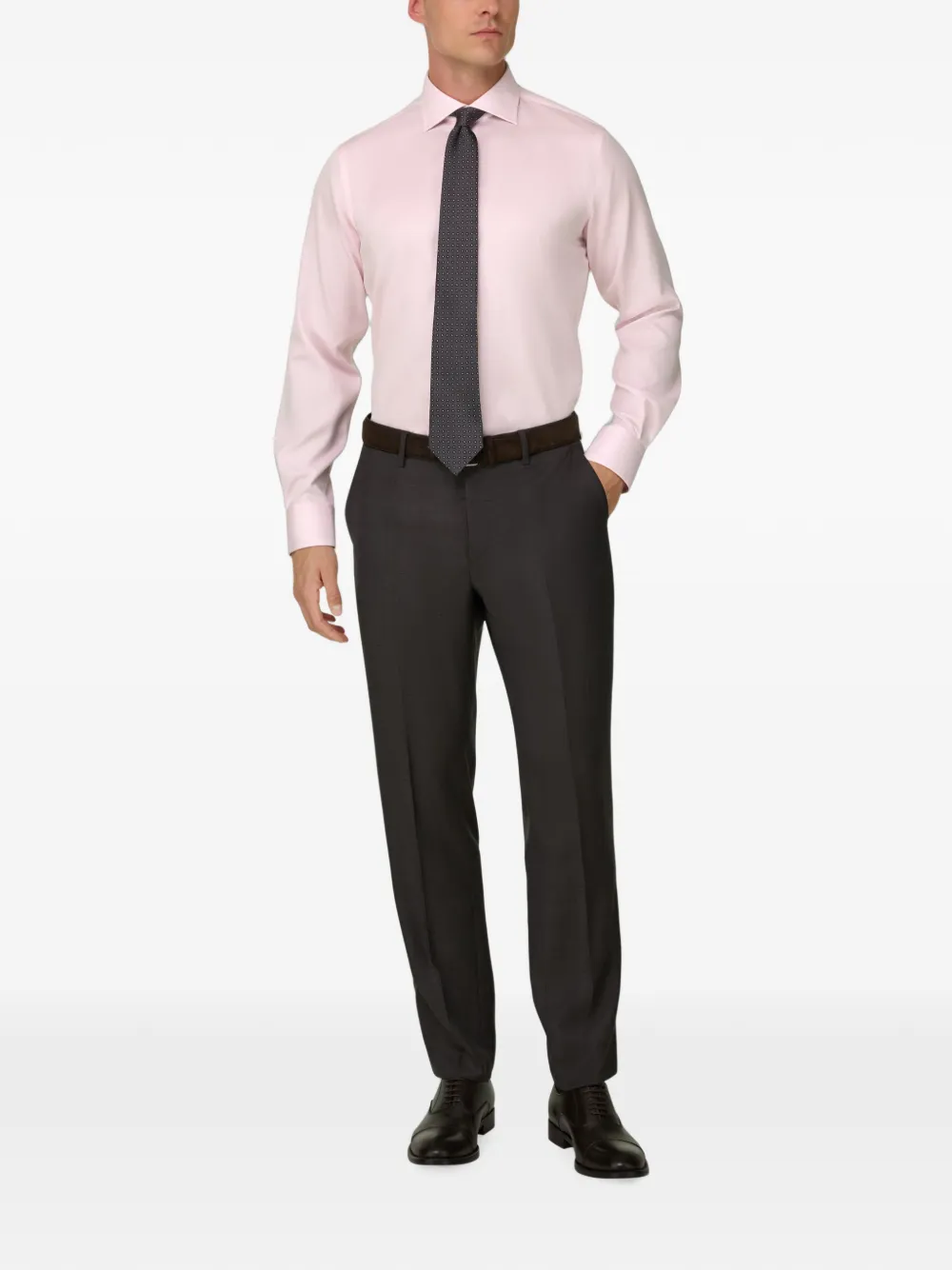Boggi Milano Geruit katoenen non-iron regular-fit overhemd Roze
