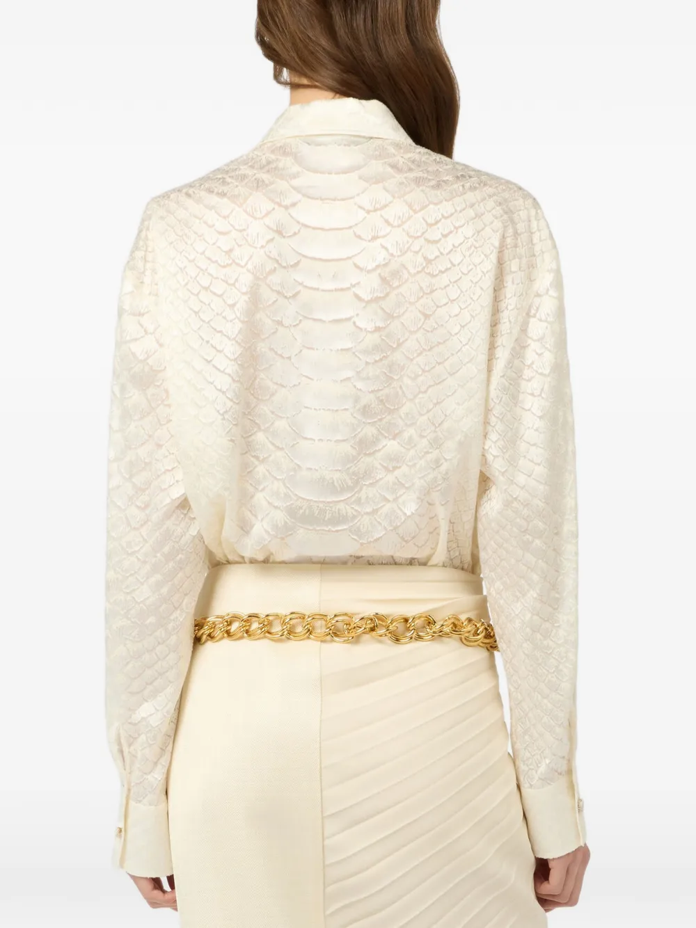 Roberto Cavalli Serpentine blouse met print Beige