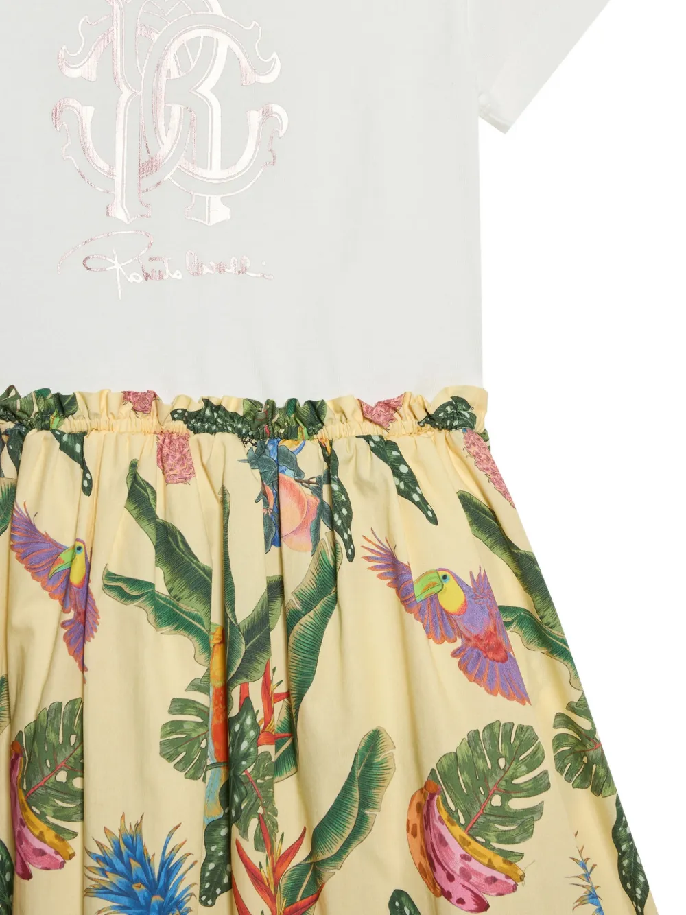 Roberto Cavalli Junior Jurk met tropische print Wit