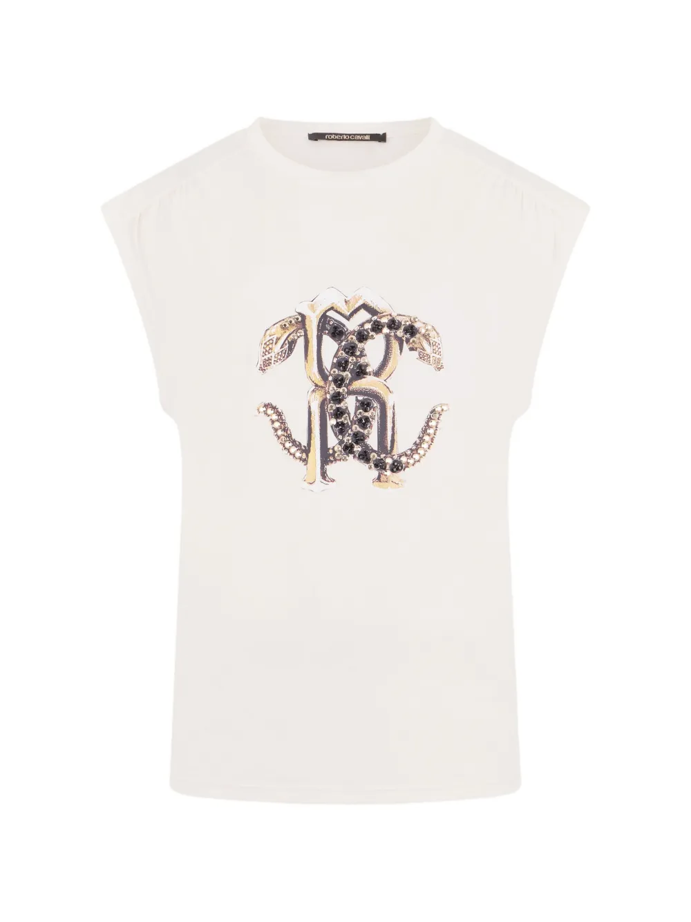 Roberto Cavalli embellished-monogram T-shirt - Nude