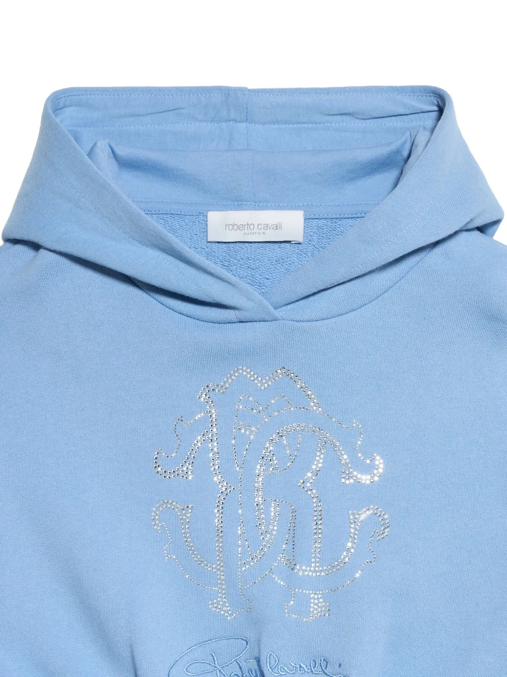 Roberto Cavalli Junior Hoodie verfraaid met stras Blauw