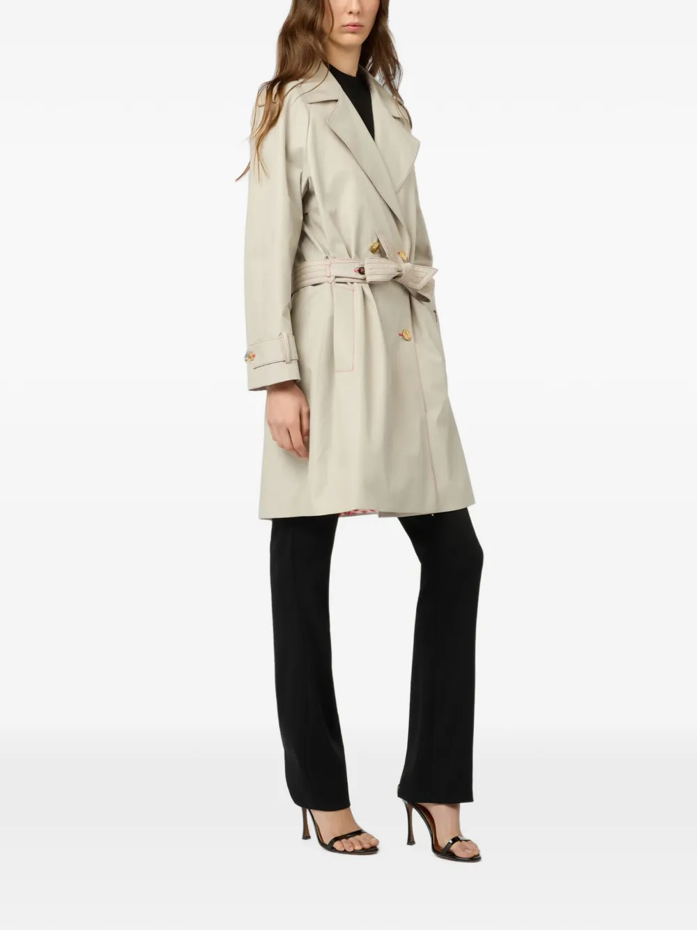 Roberto Cavalli Trenchcoat met dubbele rij knopen Beige