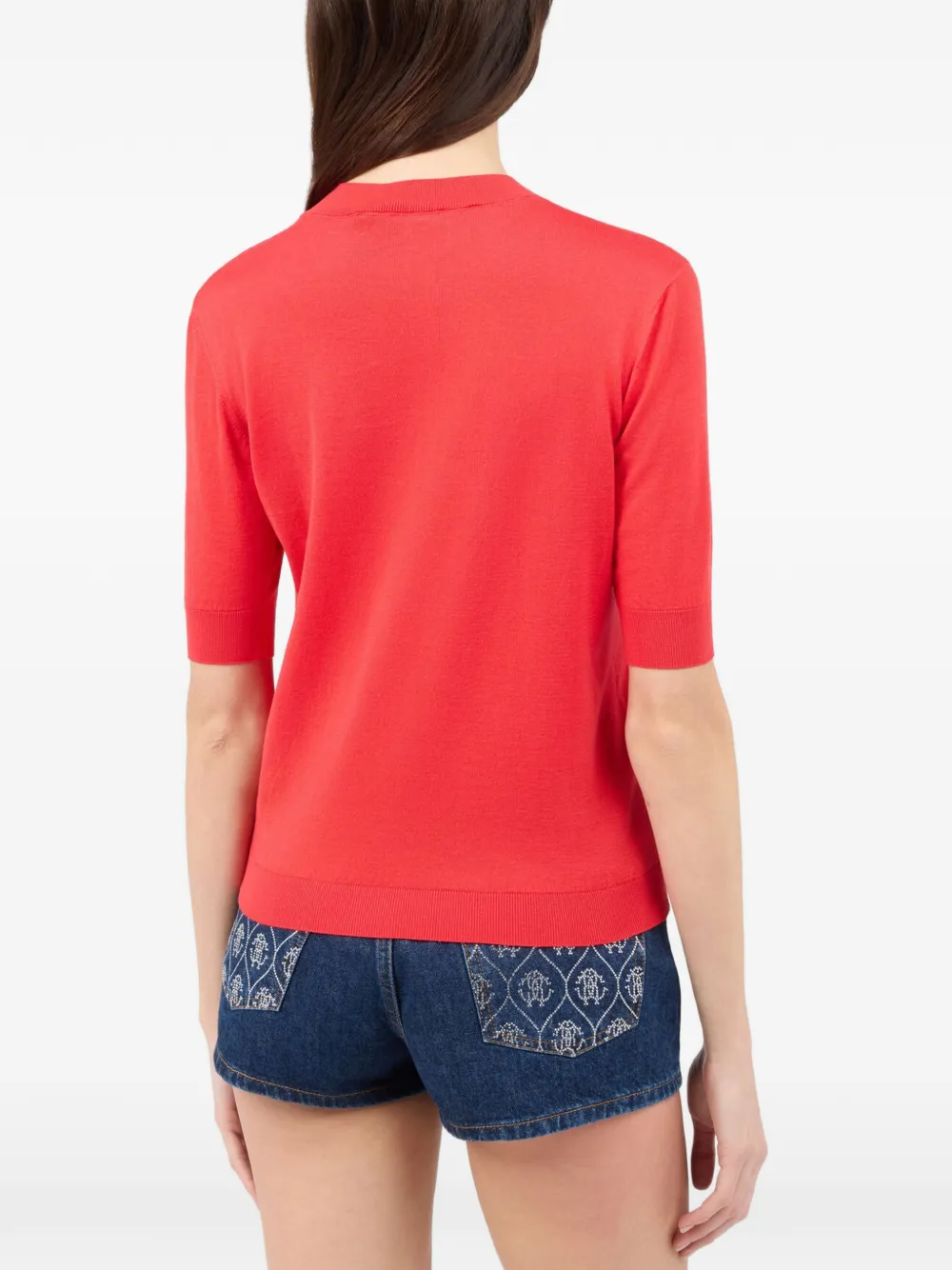 Roberto Cavalli Trui met korte mouwen en logo-plakkaat Rood