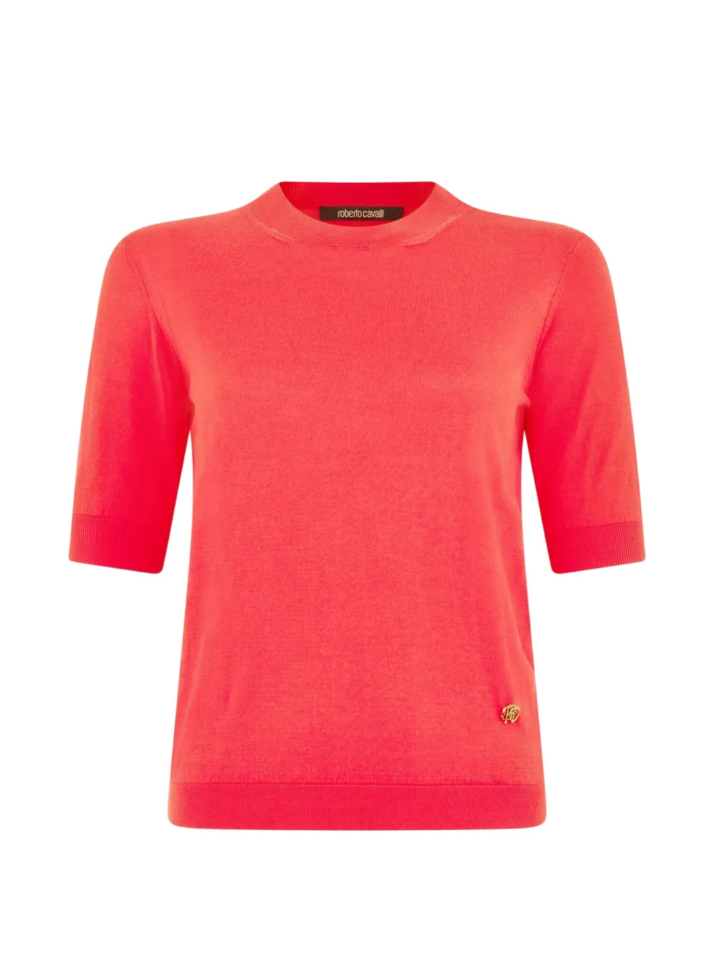 Roberto Cavalli logo-plaque short-sleeve sweater - Rouge Roberto Cavalli logo-plaque short-sleeve sweater - Rouge